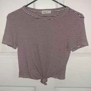 🎄Striped tie crop top